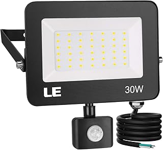 LE LED Flood Light with Motion Sensor, 30W 3000lm Waterproof Outdoor Security Light, 200W HPS Equivalent Wall Washer Lights, 5000K Daylight White Flood Lamp