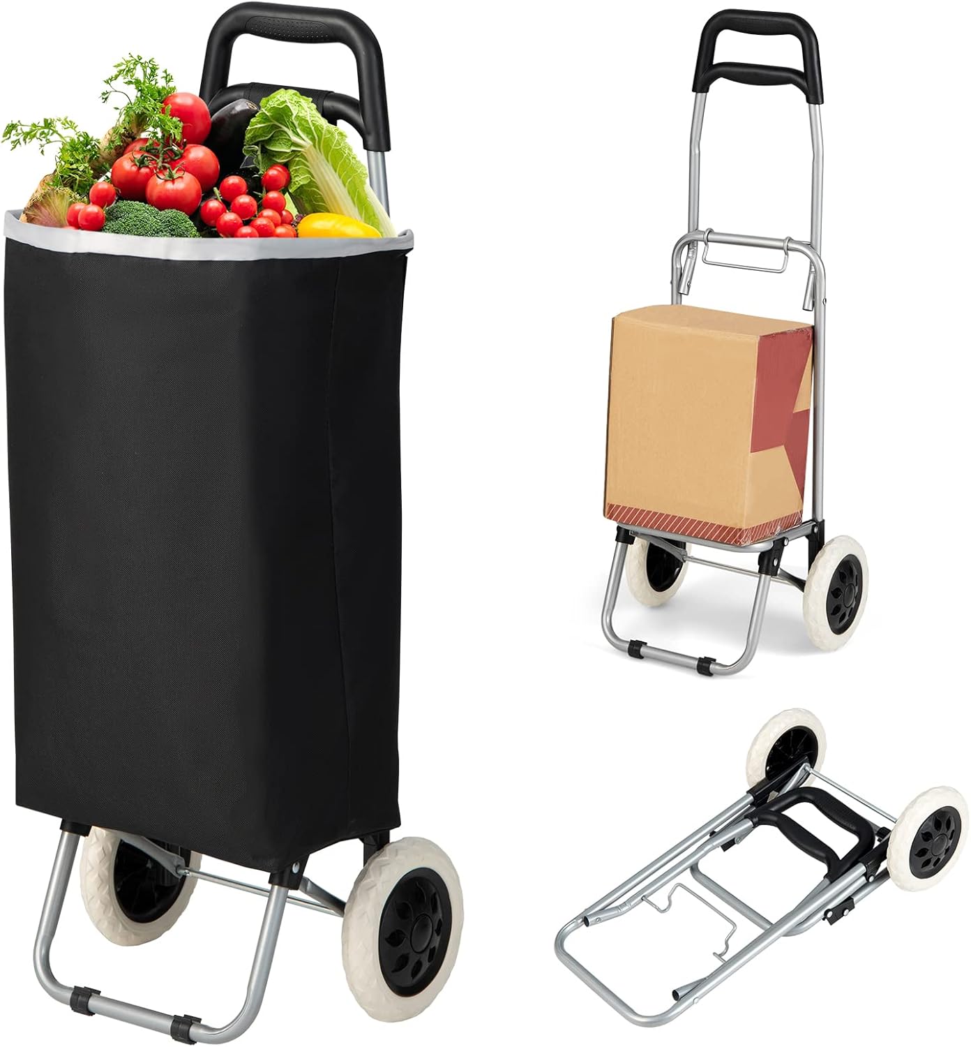Chariot De Courses Pliable Cost Way - Poignée Réglable - 4 Roues - Capacité 20kg
