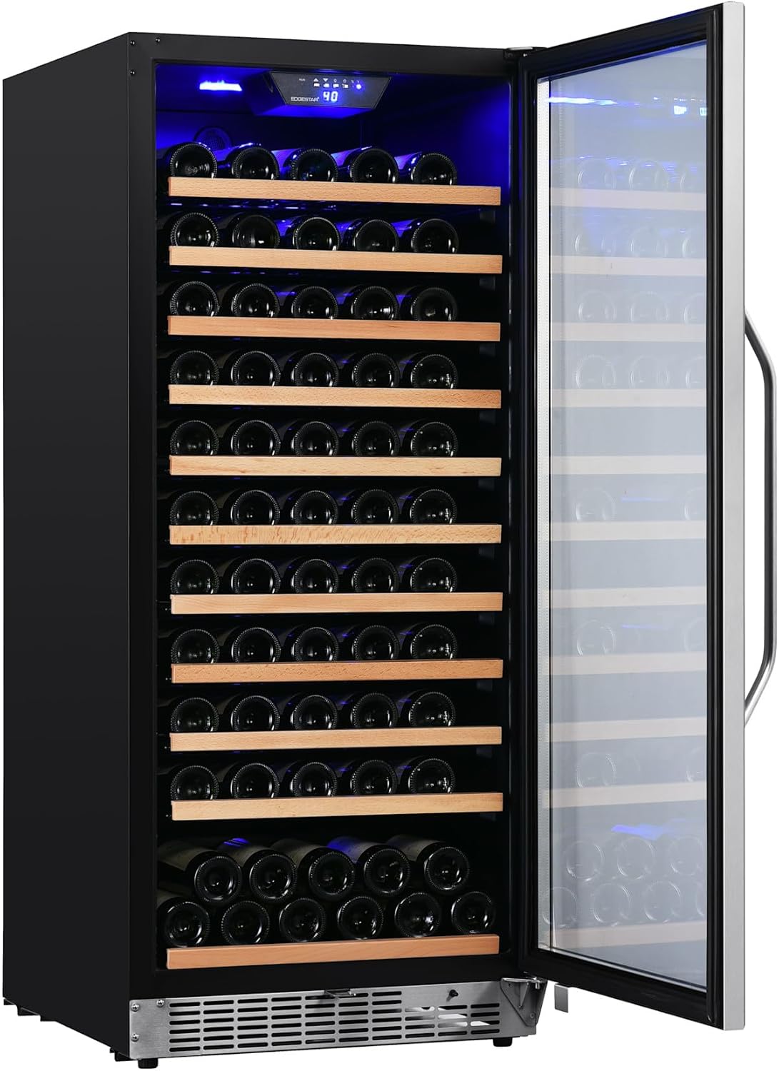 EdgeStar CWR1212SZ 24 Inch Wide 111 Bottle Capacity Free Standing Single Zone Wine Cooler with Even Cooling Technology - Stainless Steel