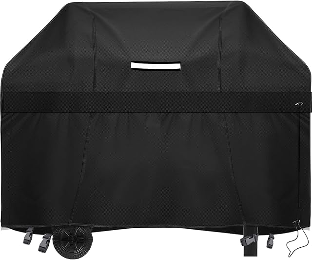 BBQ Covers, Waterproof Heavy Duty Barbecue Cover, Gas Grill BBQ Covers, Windproof, Rip-Proof, outback bbq cove fits Weber BBQ, Brinkmann, Char Broil, Outback (145 L x 61 W x 112 H cm,210D,Black)
