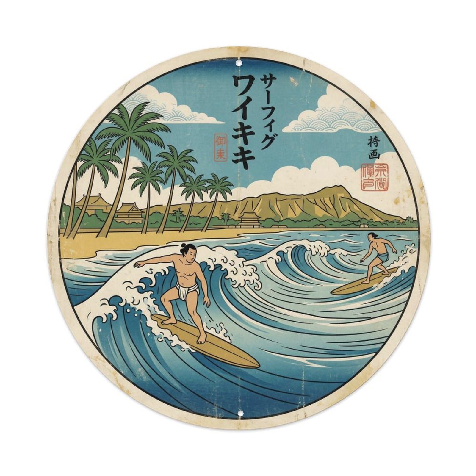 Waikiki Beach Surfing Hawaii Surf Travel Resort Break Metal Tin Sign