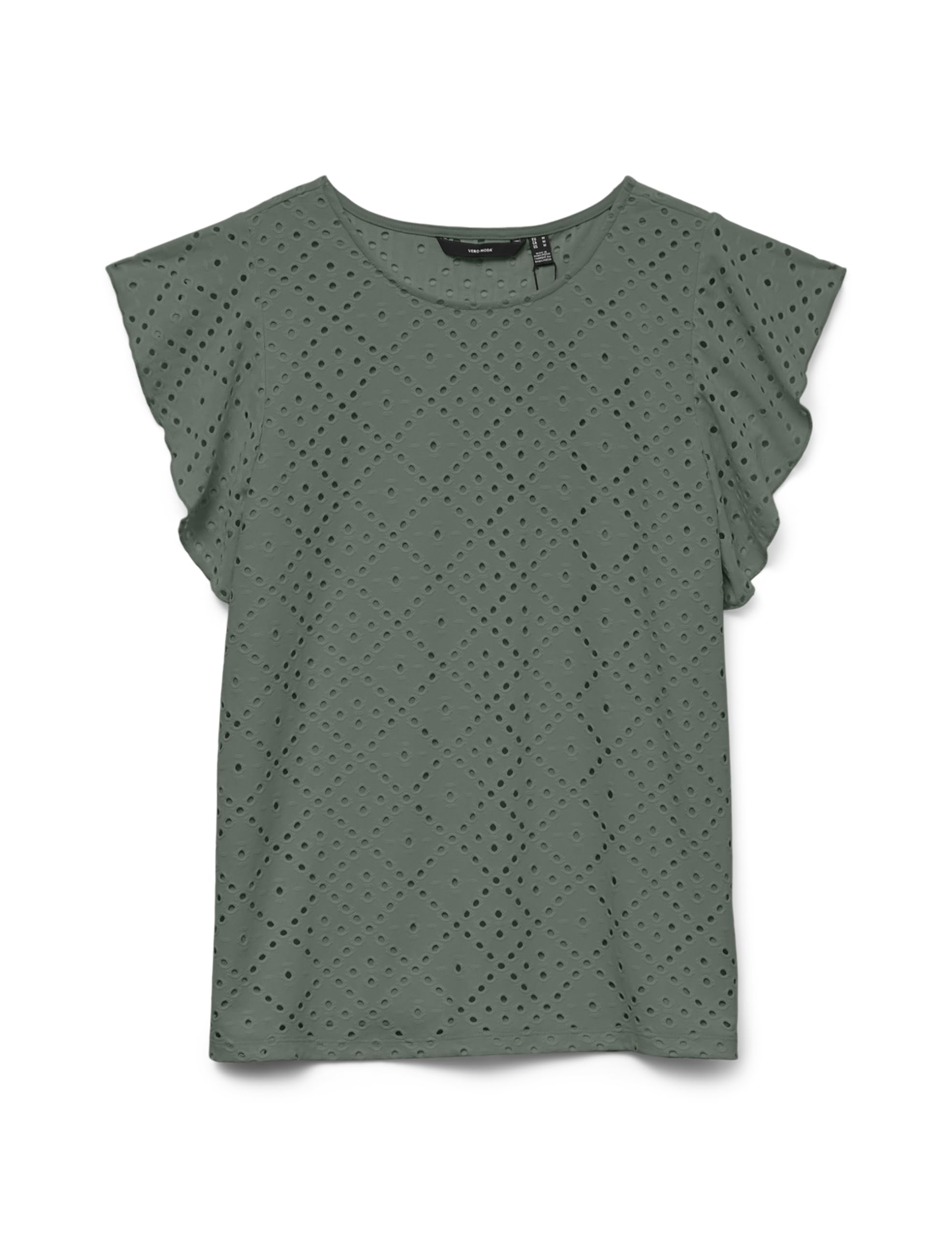 VERO MODA Women's Vmtassa Sl Frill Top Noos T-Shirt, Laurel Wreath, M, Laurel Wreath, M