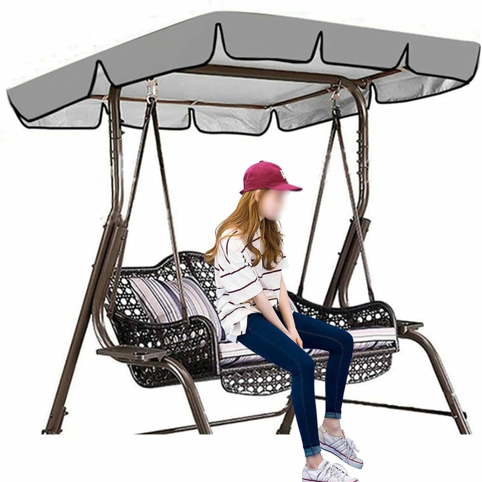 Tettuccio per Dondolo Tetto di Ricambio per Dondolo da Giardino Impermeabile Tetto Dondolo da Giardino Antivento Vari Dimensioni,D,249 * 185 * 18cm