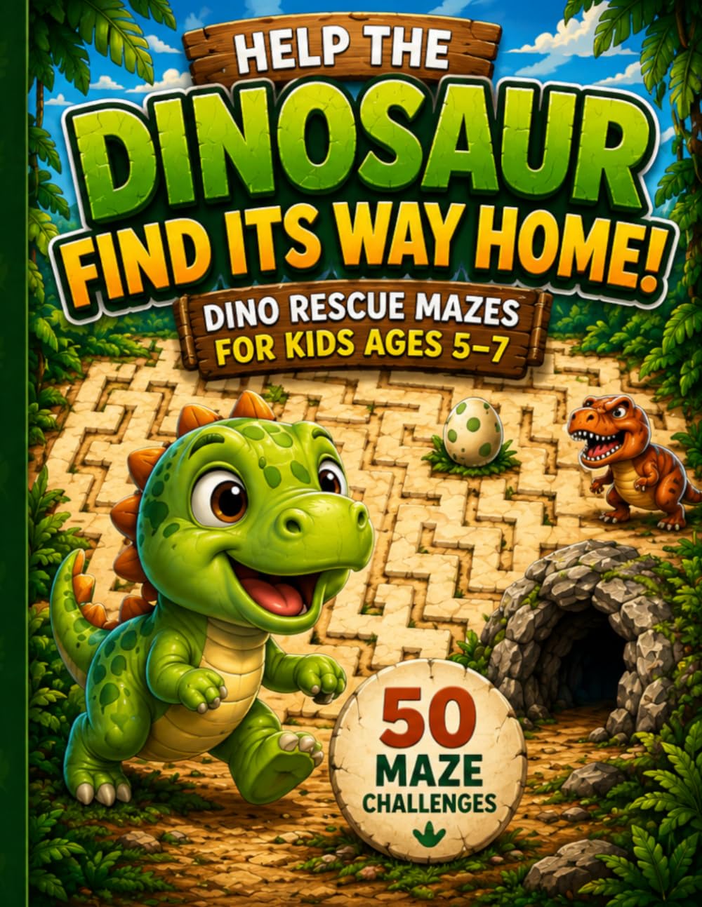 Help the Dinosaur Find Its Way Home!: Dino Rescue Mazes for Kids Ages 5–7 – 50 Fun & Easy Mazes with Checkpoints and Adventure Missions (Dino Mazes for Kids)