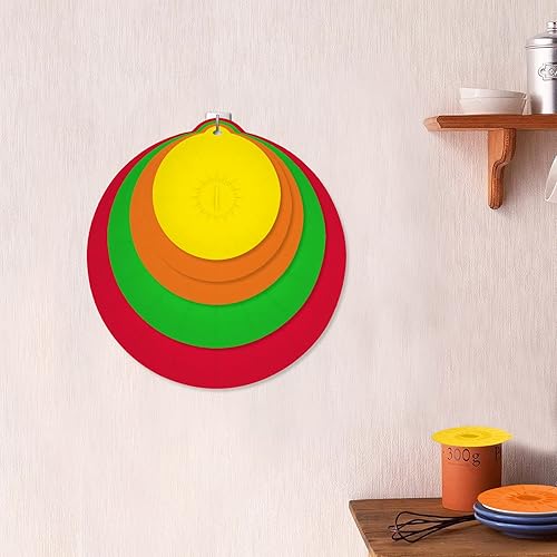 Miniatura 5 de Paquete de 7 tapas de silicona, tapas de silicona para ollas y sartenes, 5 tamaños reutilizables, resistentes al calor, para almacenamiento de