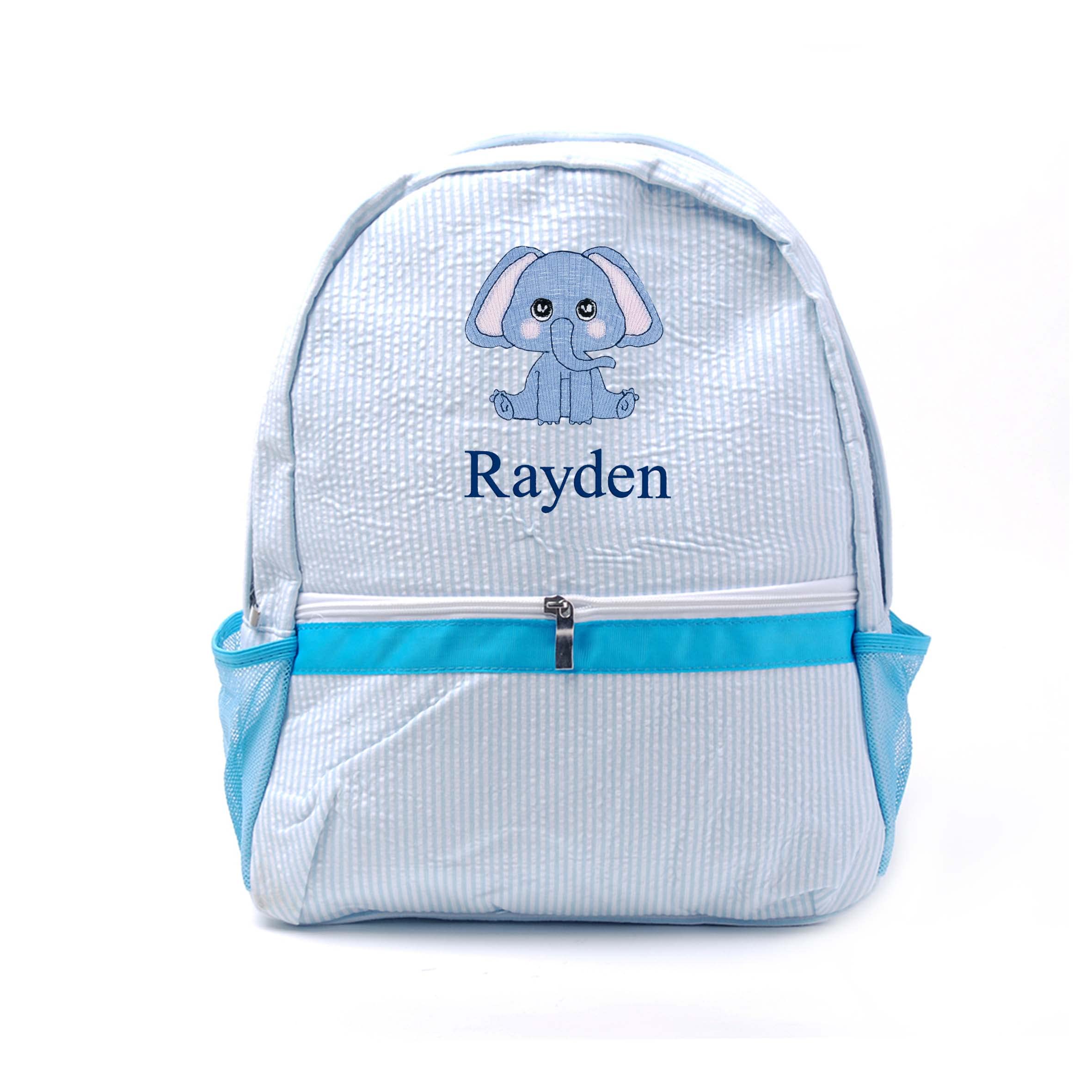 MT WORLD Toddler Backpack Personalized Seersucker Kid Backpack Monogrammed Preschool Backpack Kids Bookbags Seersucker Toddler Bookbag Aqua