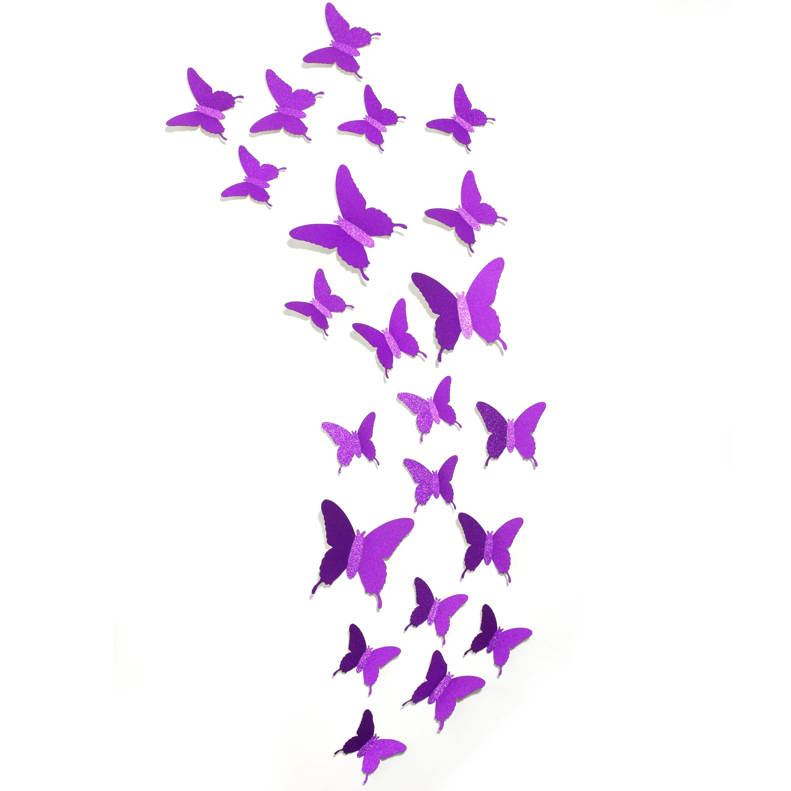 Seyal Glitter 3D Butterfly Wall Stickers -Purple Glitter 3Dbutterfly Wall Stickers-Purple