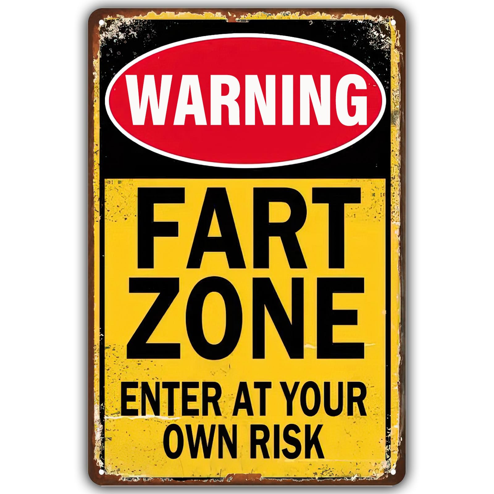 Warning Fart Zone Enter At Your Own Risk Rustic Tin Poster for Home Kitchen Bar Pub Cafe Patio Decor 8x12 Inch