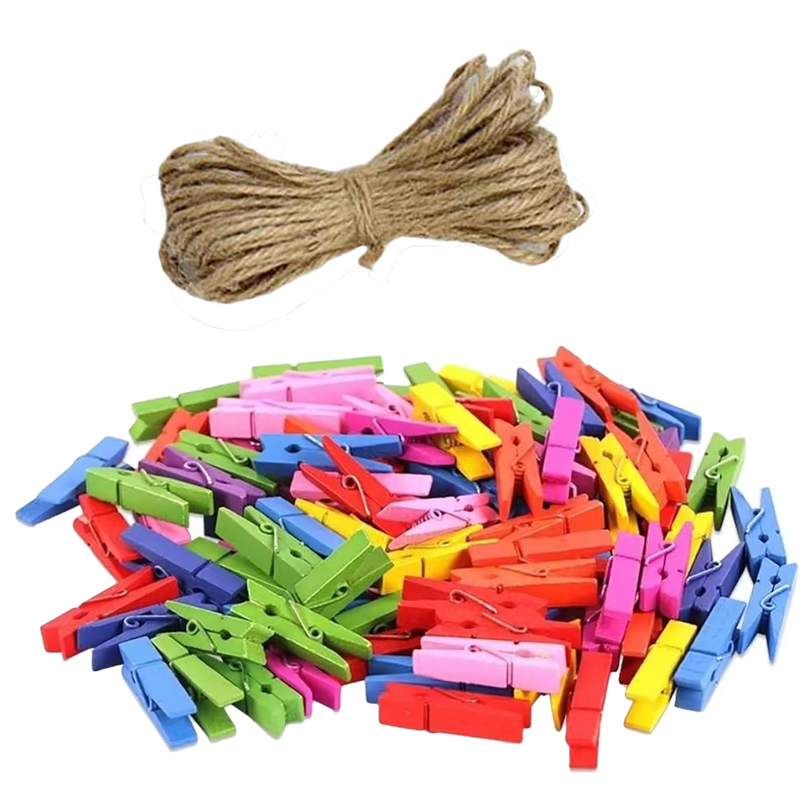 Mippein 100 pcs Sturdy Colored Wooden Mini Small Tiny clothespins for Dry Laundry on Clothesline, Bag Clips, Crafts, Photos, Home, School, Arts Crafts Deco