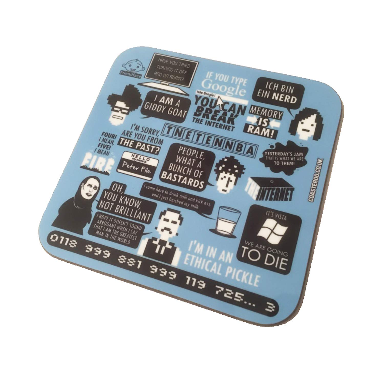 IT Crowd Collage - The IT Crowd - Drinks Coaster - Hardboard - 9cm x 9cm - Gloss Finish