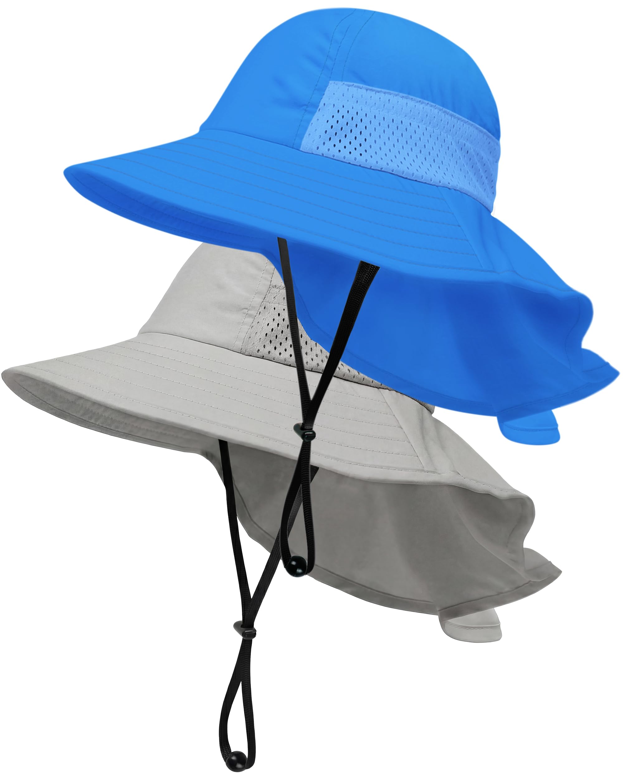 Toddler Baby Sun Hat Kids Summer Beach Essentials Adjustable Beach Hats with Bucket Wide Brim for Boys Girls Age 0-14 Years
