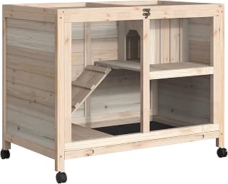 PawHut Indoor Rabbit Hutch with Wheels