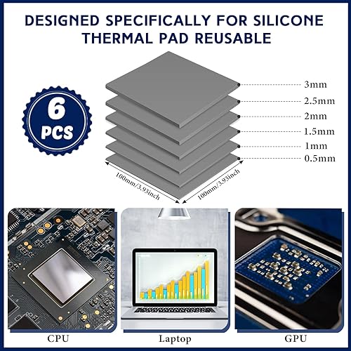 Vista 9 de Frienda 6 almohadillas térmicas de 3.937 x 3.937 in, 0.020 in, 0.039 in, 0.059 in, 0.079 in, 0.098 in, 0.118 in, 0.118 in, almohadillas térmicas