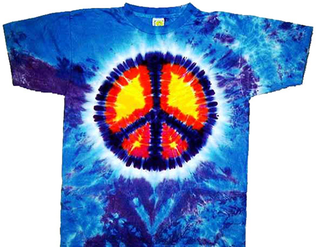 Tie Dyed ShopPeace Sign Tie Dye T Shirt- Blue n Purple Colors - Small to 5X