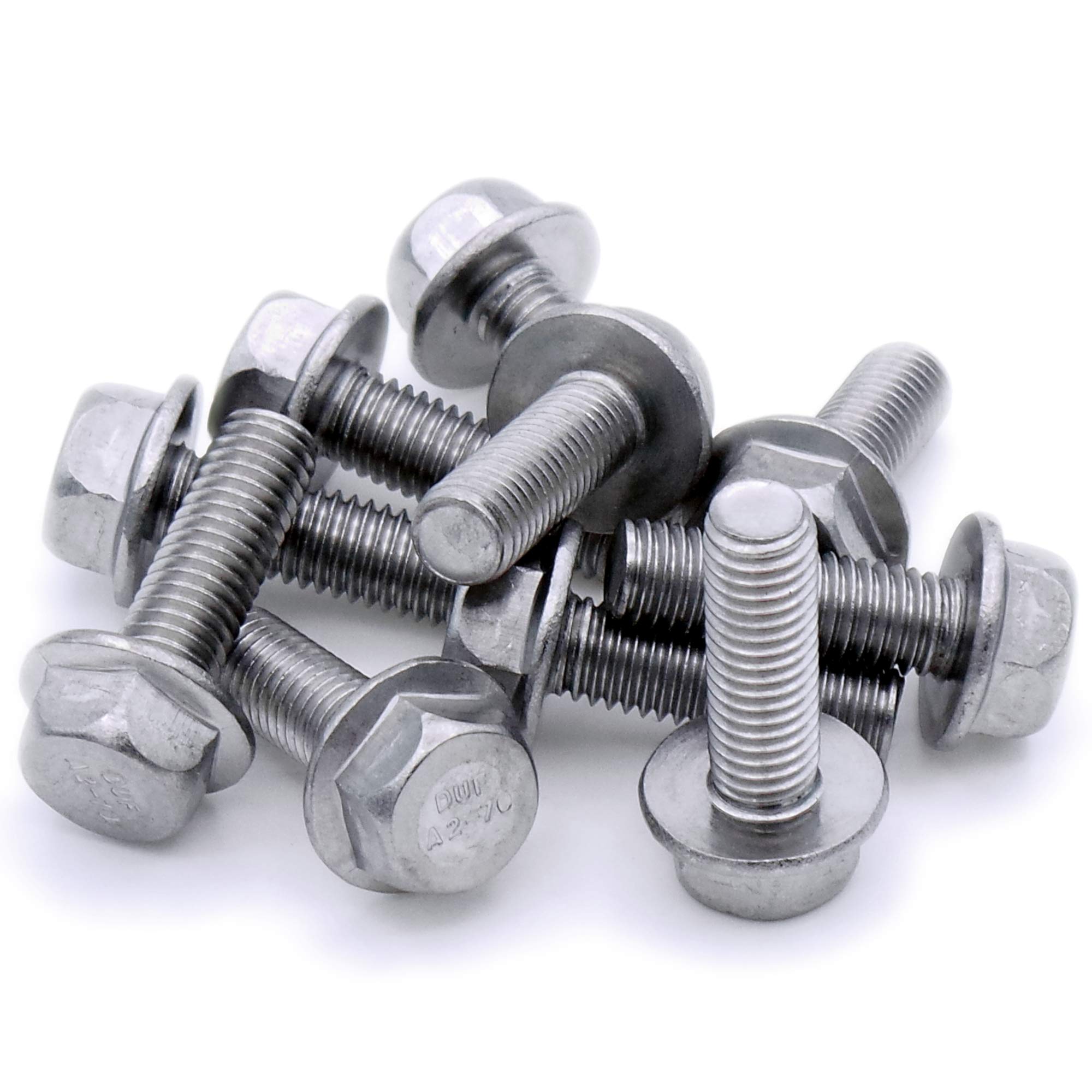 Singularity Supplies Silver M6 (6Mm X 50Mm) Flanged Hex Bolt (Fully Threaded Setscrew) - Stainless Steel (A2) (Pack Of 10)