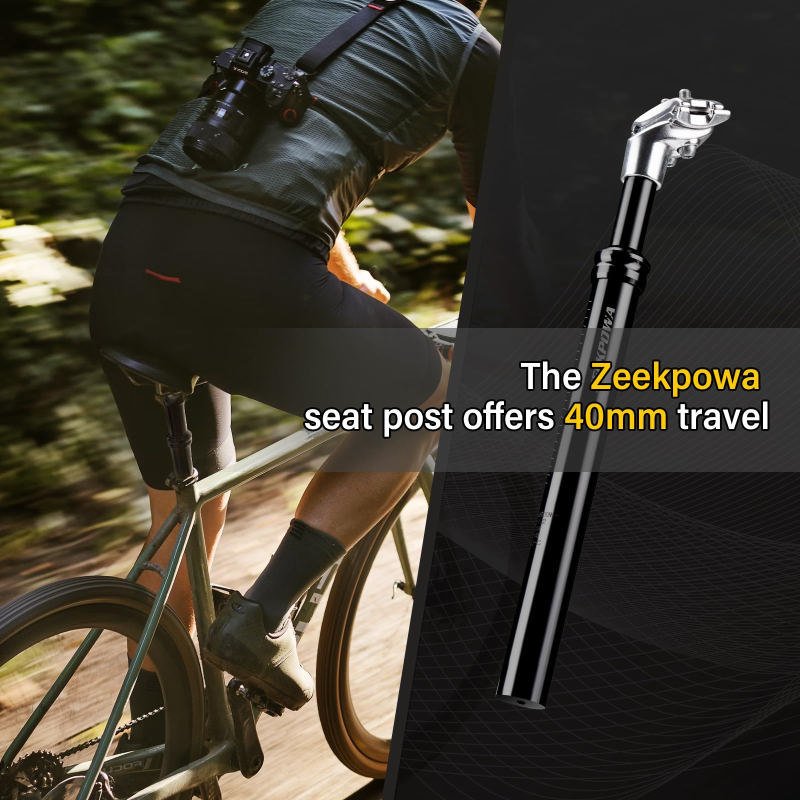 Zeekpowa Najwyższej jakości sprężynowa sztyca podsiodłowa do rowerów unisex – regulowana amortyzacja, możliwość regulacji 40 mm, idealna do rowerów górskich, wyścigowych, turystycznych, składanych