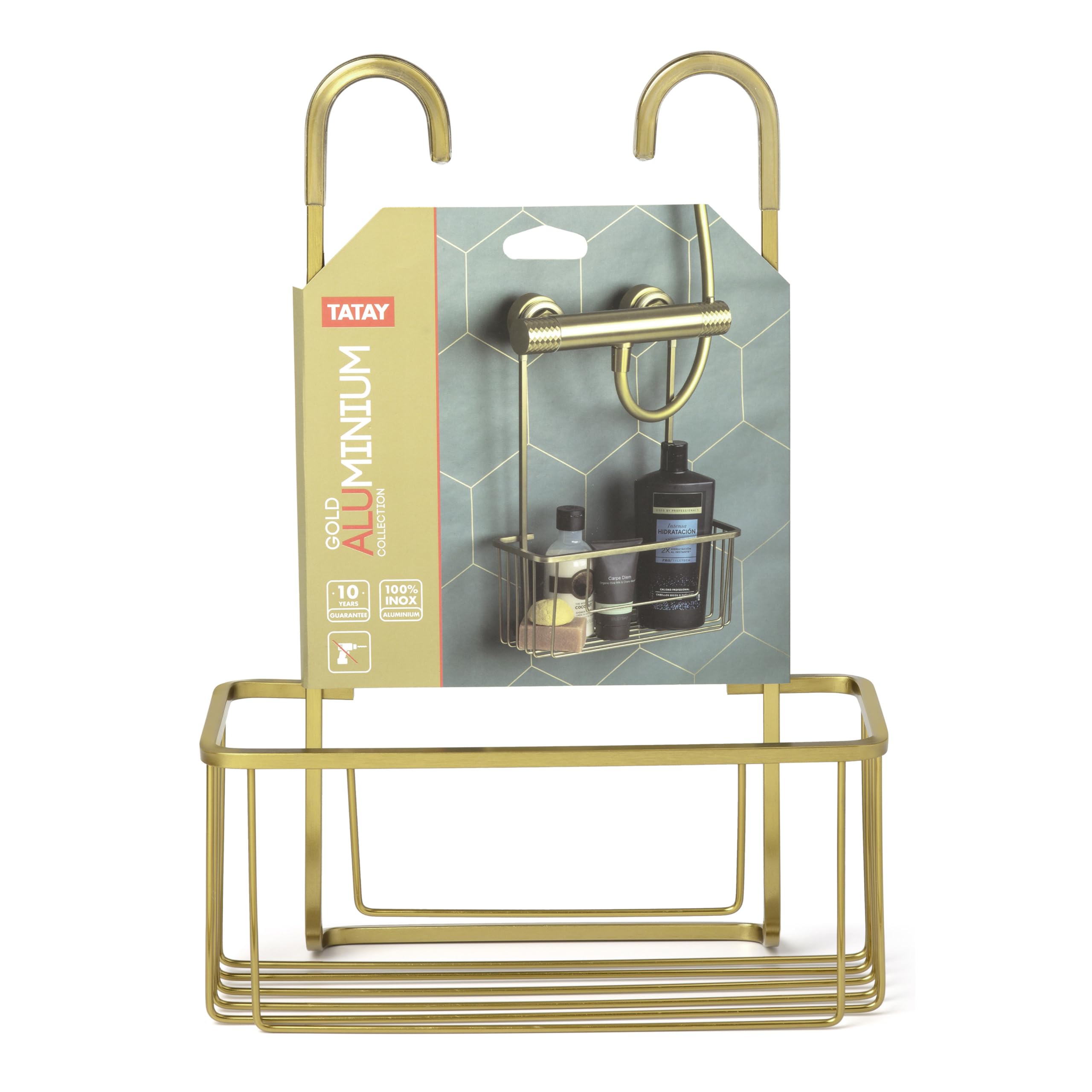 TATAY Etagere Douche sans Percage Résistante | 100% Inoxydable | Etagère de Douche sans Outils | Colgador Design Moderne | Résistante à l’Humidité | Supporte du Poids | 28 x 12,8 x 38,5 cm