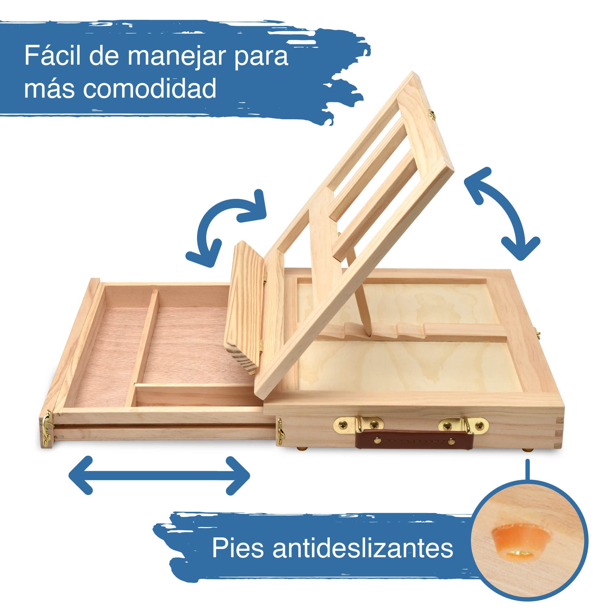 Artina Milano - Kit de pintura - Lote con caja de madera, 19 unidades – Estuche con maletín de caballete, lienzo, 12 x 12 ml, colores acrílicos, pincel
