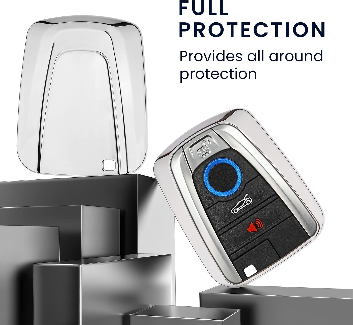 kwmobile Key Cover Compatible with BMW - Silver High Gloss