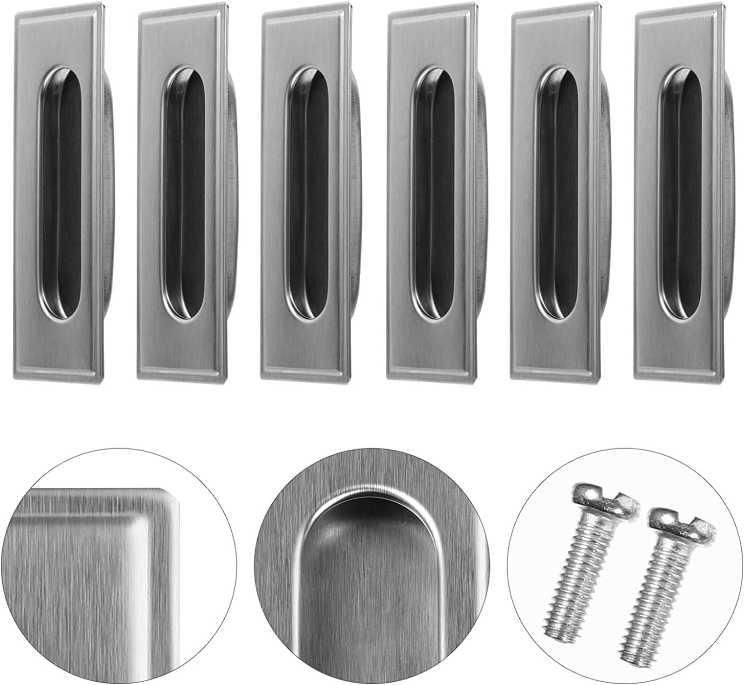 Cabinets Drawers Edge Pulls,Kitchen Door Handles, Concealed Kitchen Cupboard Handles Knobs,Pull Recessed Handle Flush Pull Stainless Steel Rectangular Flush Recessed Sliding Door Pull Handles