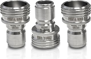 Essential Washer ¾” Stainless Steel Garden Hose Quick Connect Fittings | Plug Set of 3