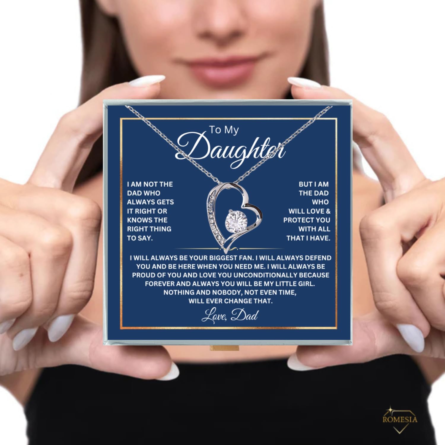 To My Daughter Necklace From Dad With Heartfelt Message, Daughter Birthday Present From Dad, Jewelry Gifts For Graduation for Her From Mom or Daddy, 14K Pendant - Image 7