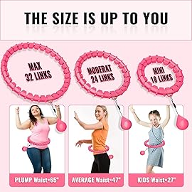 32 Knots Weighted Workout Hoop Plus Size, 65 inch Smart Weighted Hoop for Adults Weight Loss, 2 in 1 Fitness Exercise Hoop for Women and Abdominal Workout Hoop (Red)