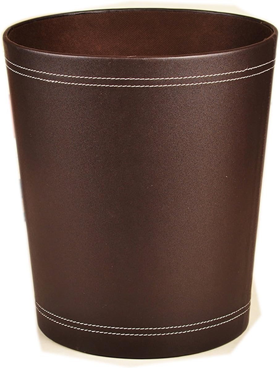 Trash Cans Floor Stand Leather Waste bin Paper Board 12 Liters Garbage Basket case for Hotel Office (Coffee)