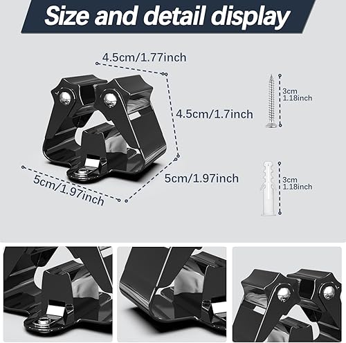 Miniatura 4 de 3-H Soporte de pared de acero inoxidable, 12 unidades, organizador de trapeador resistente, almacenamiento de escoba montado en la pared con montaje