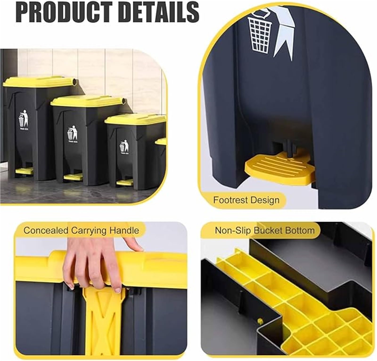 Bote Basura con Pedal 30L 50L 80L 100L Residencial Y Comercial, Con Tapa, Contenedor Basura Con Eliminación Manos Libres, Perfecto For Hogar Y Garaje(30L)