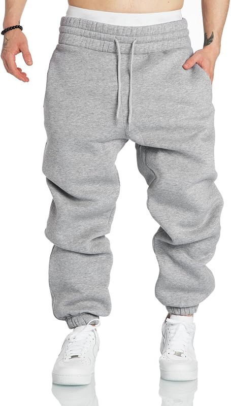 A WATERWANG Men's Sweatpants Casual Cotton Tapered Joggers Athletic Sweat Pants for Men Workout Running with Pockets Light Grey 2XL