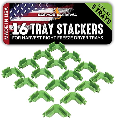 Apiladores de bandejas para bandejas para secadora de congelación adecuada (verde, grande, apila 5 bandejas (16 piezas)
