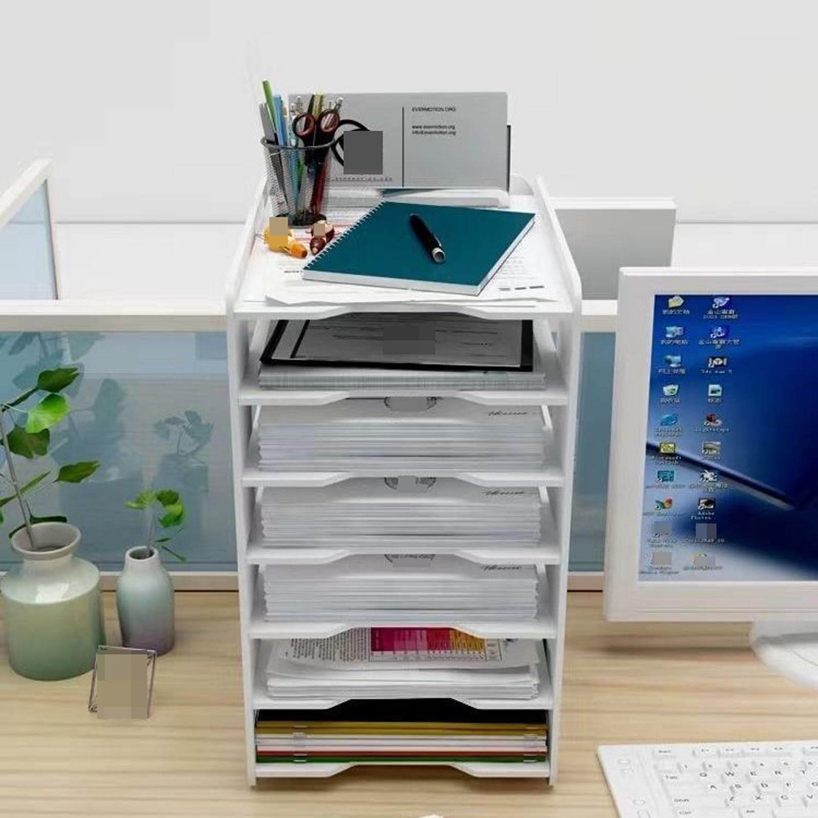 Uchwyt na dokumenty, stojak na papier, idealny do biura, domu, szkoły i albumu do wycinania (5-Tier_B)