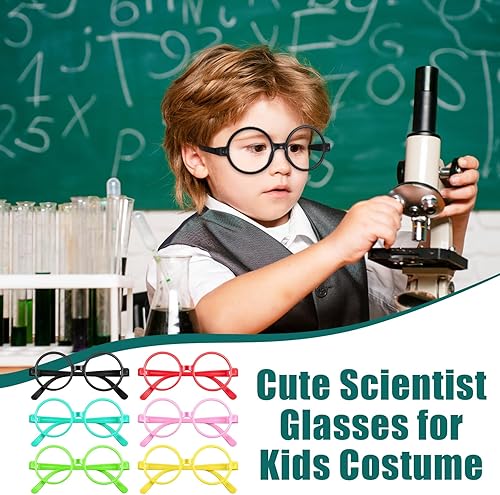 Miniatura 3 de Flutesan 30 gafas de juego para niños a granel para fiestas de niños, gafas falsas coloridas de mago, gafas redondas, marco sin lentes para niños