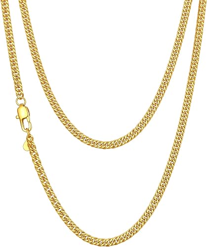 ChainsHouse Men 14k Gold Chain Hip Hop Punk Style Jewelry Ion-Plating 3MM Wide M
