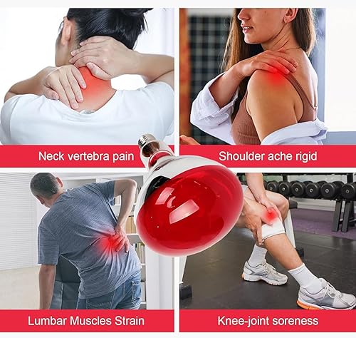 Miniatura 5 de Paquete de 2 bombillas de calor infrarrojo de 275 W E26, lámpara terapéutica de terapia de espalda, cuello, alivio del dolor corporal, lámpara de