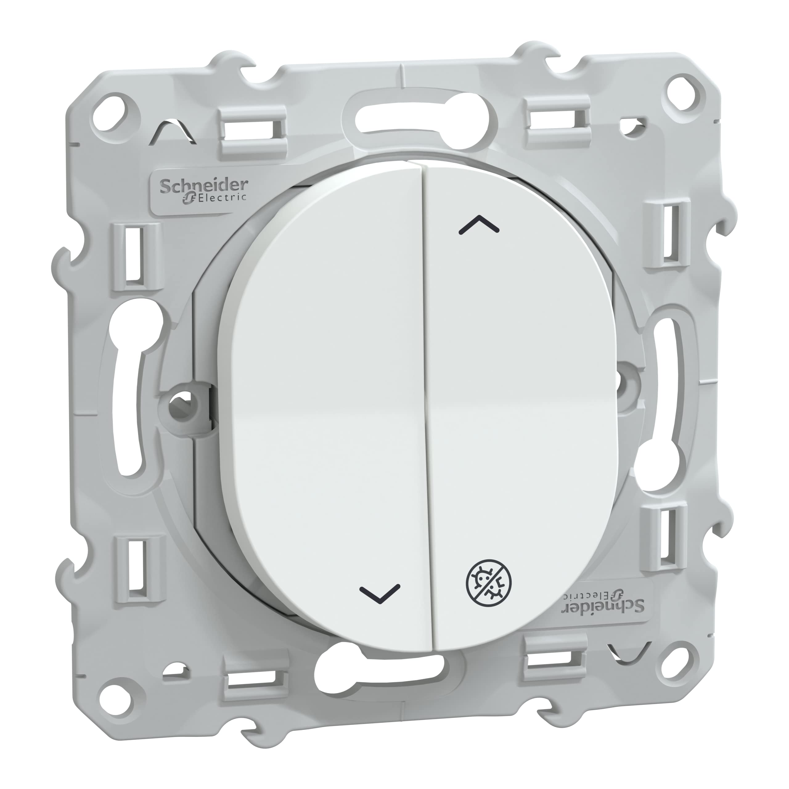 Schneider Electric - Ovalis - interrupteur 2 boutons pour volet roulant - 6AX - Antibactérien - S300208