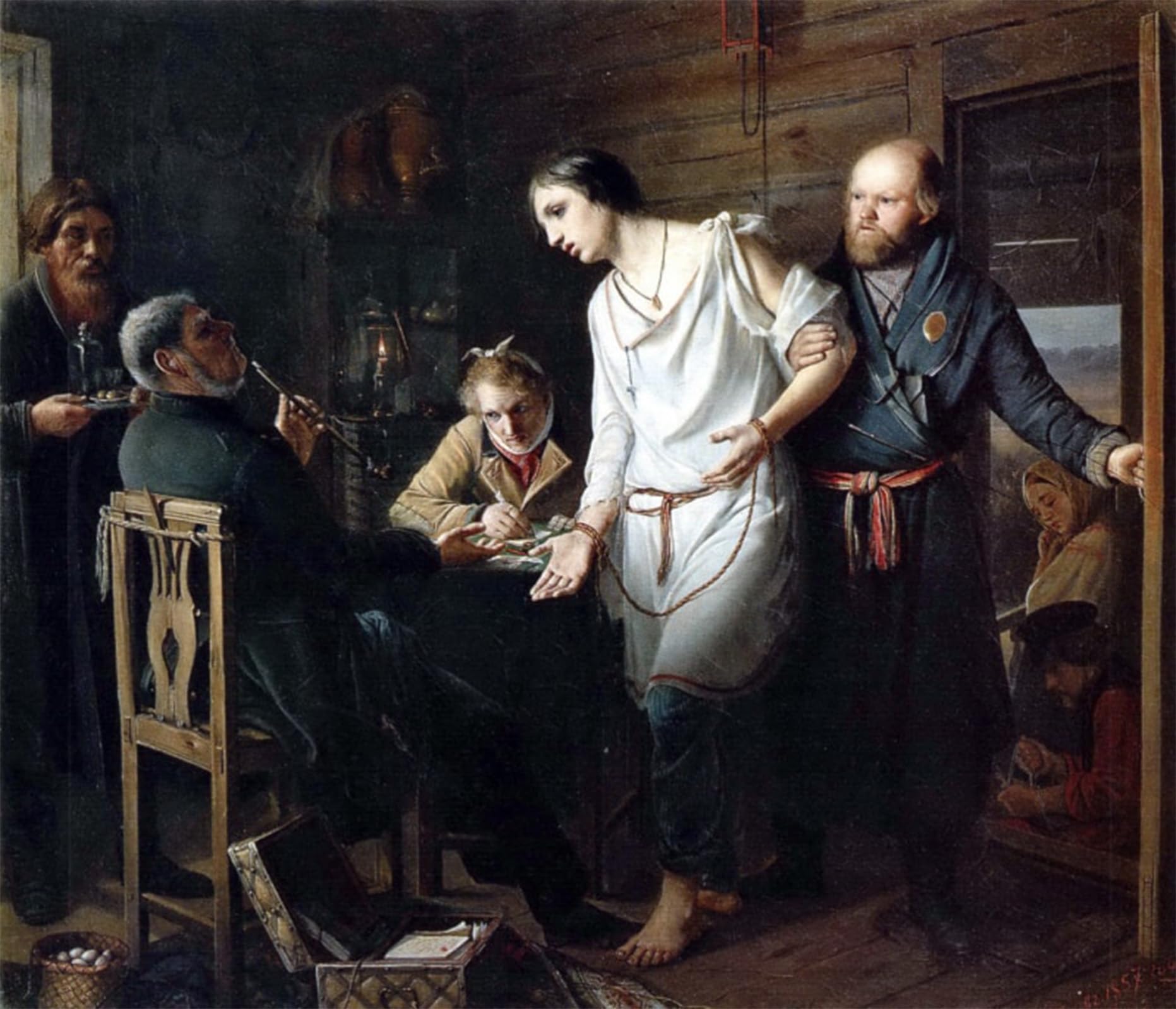 POSTERIIk Vintage Classic Picture Landscape Artwork the Arrival of the Stanovoy Ridge on the Investigation by Vasily Grigorievich Perov Portrait Canvas Painting for Office Home Decor 60x90cm