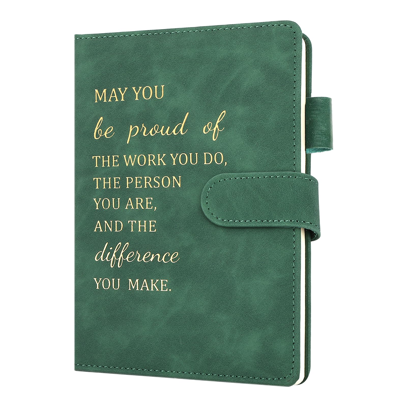 Hopton Inspirational Personalised Notebook, PU Leather Notebook and Pen Set, Employee Appreciation Gifts, New Job Gifts for Women Men Employee Volunteer Colleague Teacher (Green)