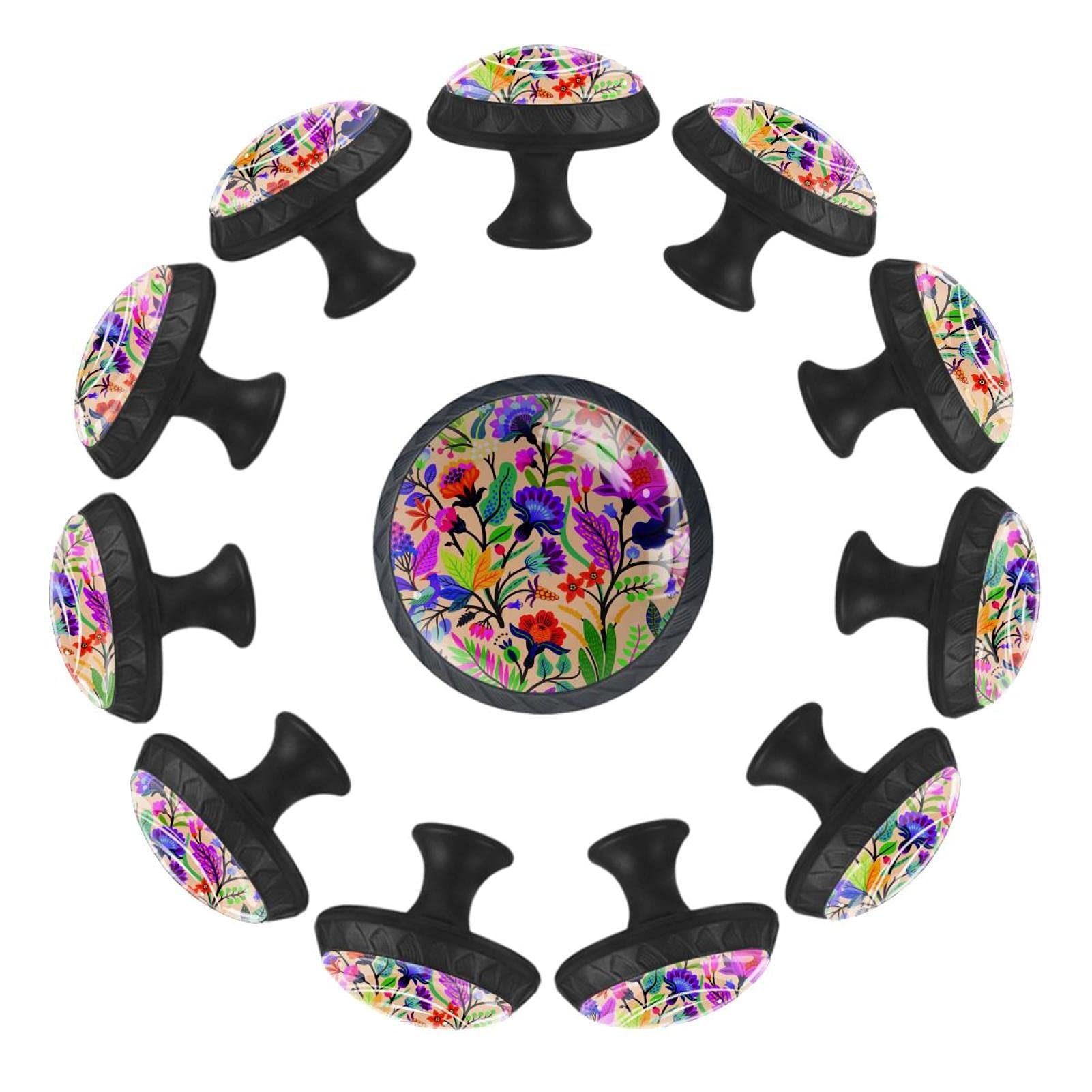 Boutons de meuble 35mm poignée de tiroir ronde décoration chambre motif végétal