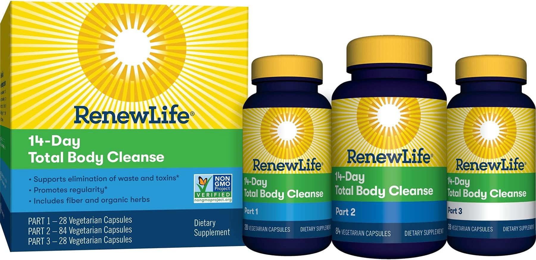 Renew Life Adult Cleanse - Total Body Cleanse for Men & Women - 2-Part, 14-Day Program - Dairy & Soy Free - 140 Vegetarian Capsules