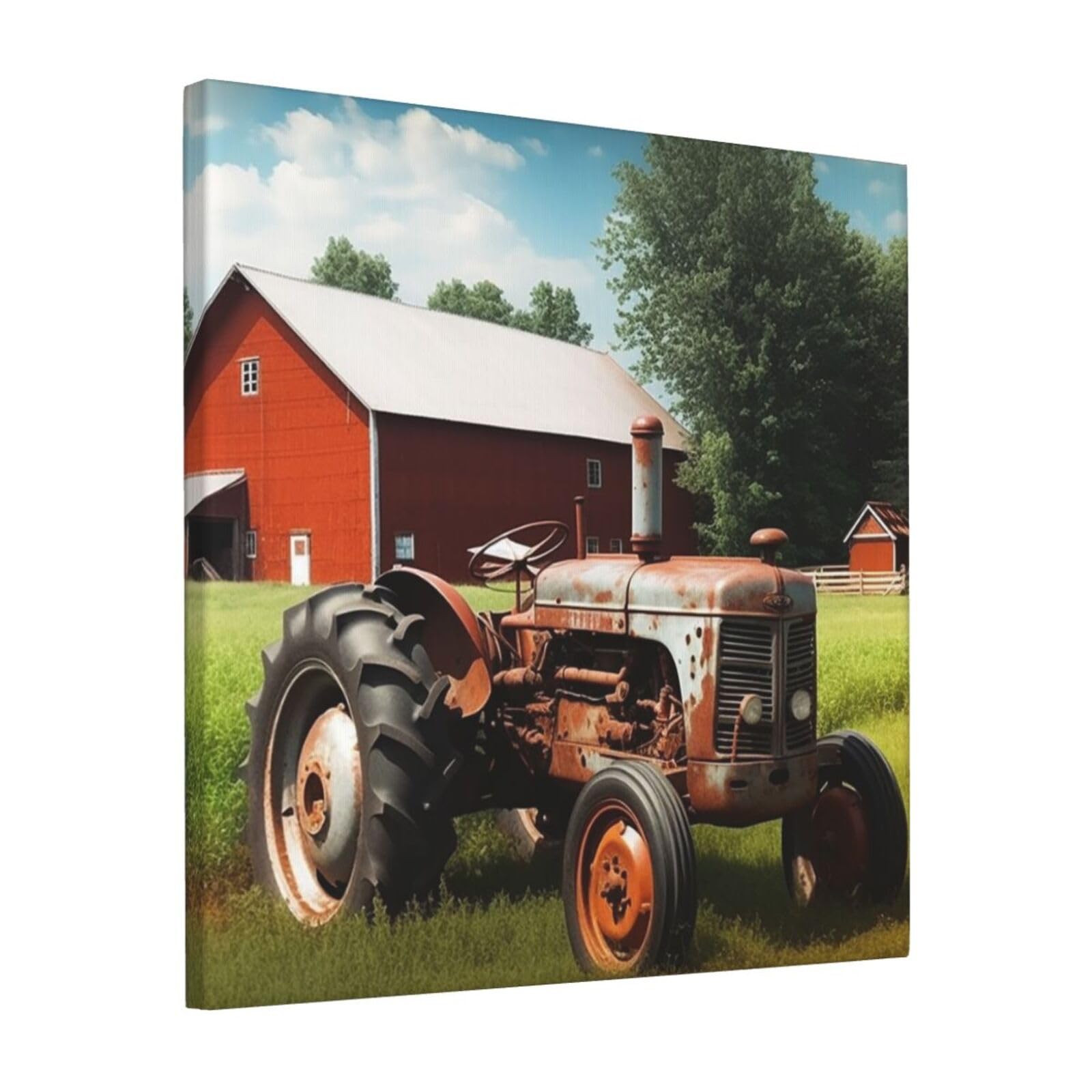 KLOPH Company Farm Tractor Canvas Wall Art for Living Room 12"x12" Modern Artwork Painting for Bathroom Hanging Canvas Prints Aesthetic Wallart for Bedroom Kitchen Office Wall Decor