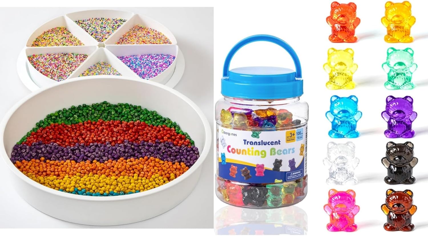 Sensory Bin with Counting Bears – Sensory Tray Playset with Sorting Bears and Math Counters for Kids, Educational Sensory Toys for Toddlers Learning and Sorting Activities