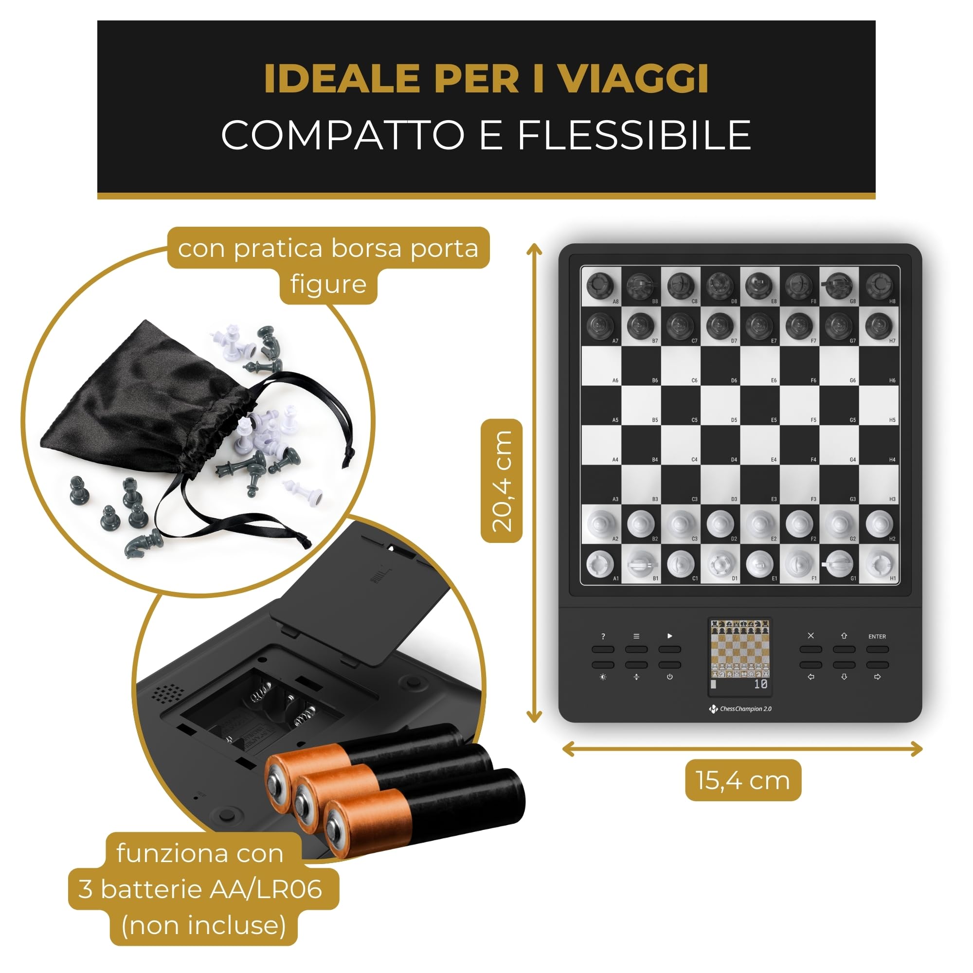 MILLENNIUM M808 ChessChampion 2.0- Il vostro allenatore di scacchi intelligente con consigli, suggerimenti di mosse e mini-giochi - Ideale per tutte le età, dai più giovani ai più anziani