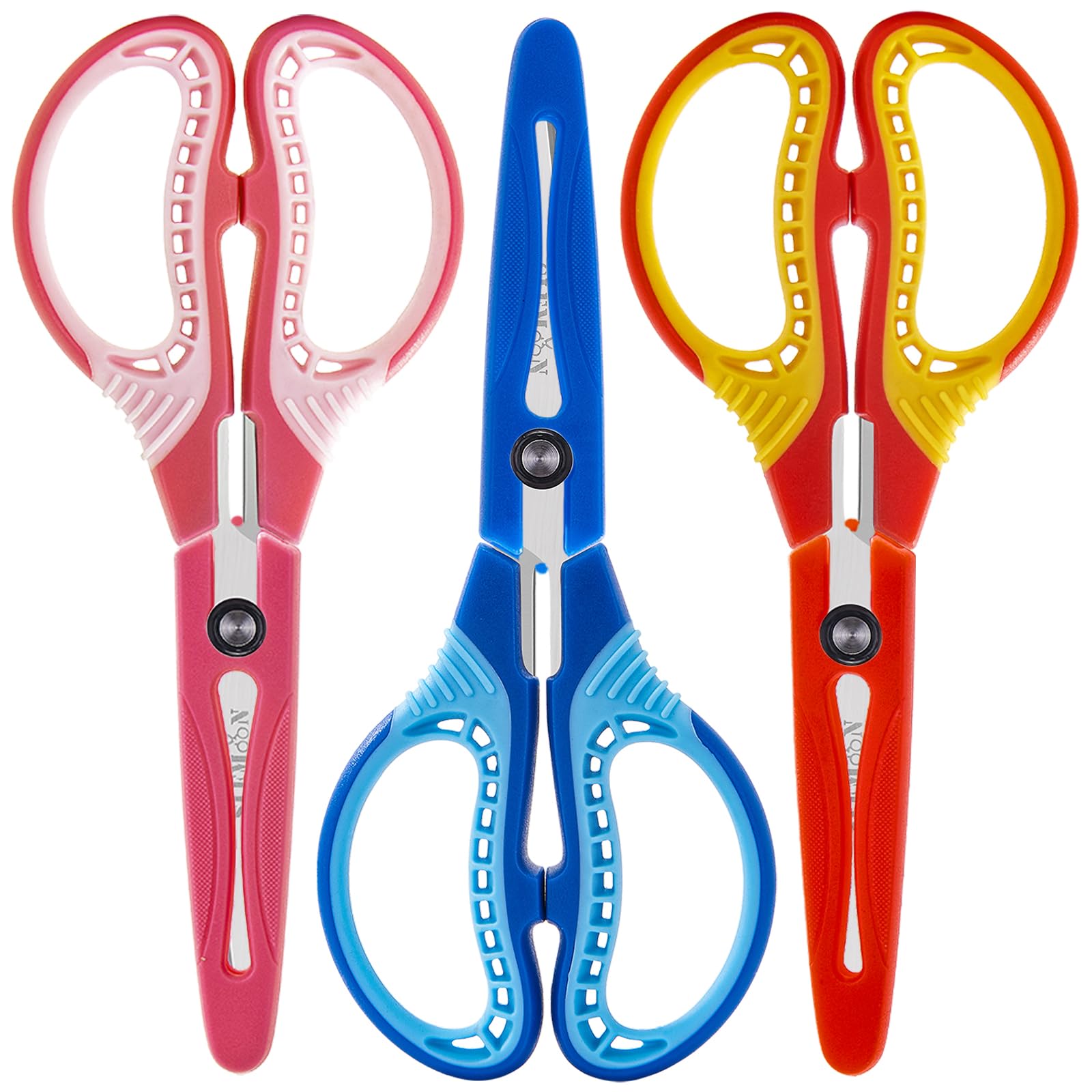 Kinderschere, 17,8 cm, spitze Spitze, rechts/links, mit Schutzhülle, weiche ABS-Griffe und Edelstahlklingen, ultra-langlebig für Klassenzimmer, Zuhause, Schule, täglichen Gebrauch (3er-Pack)
