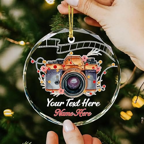 Adorno de cámara vintage personalizado 2025, decoración de Navidad para fotógrafo, adorno retro para árbol de cámara, regalo para amantes de la
