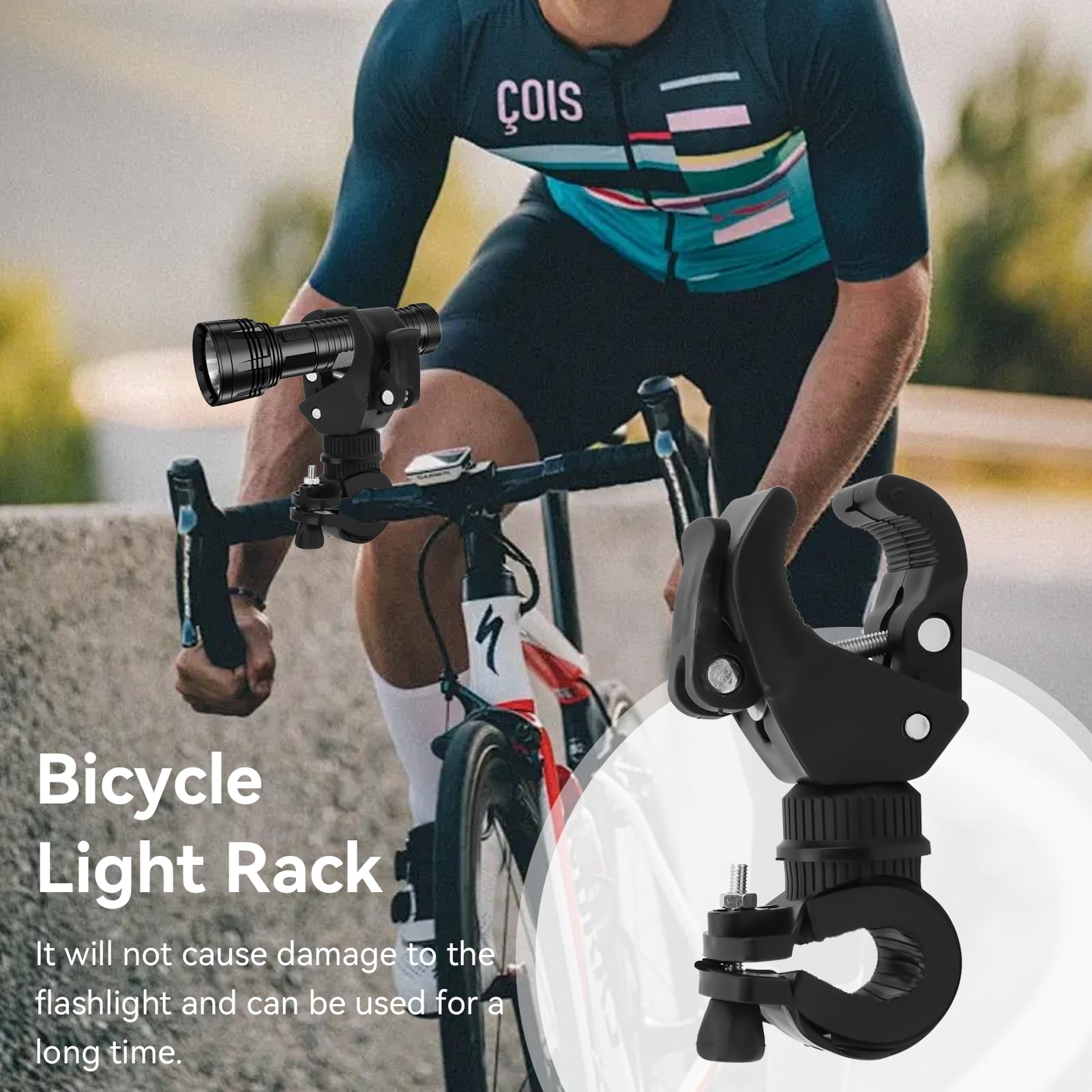 Lot De 2 Supports De Lampe Vélo – Réglables 360°, Pour Guidon, S’adapte Aux Lampes De 13 à 35 Mm, Robuste