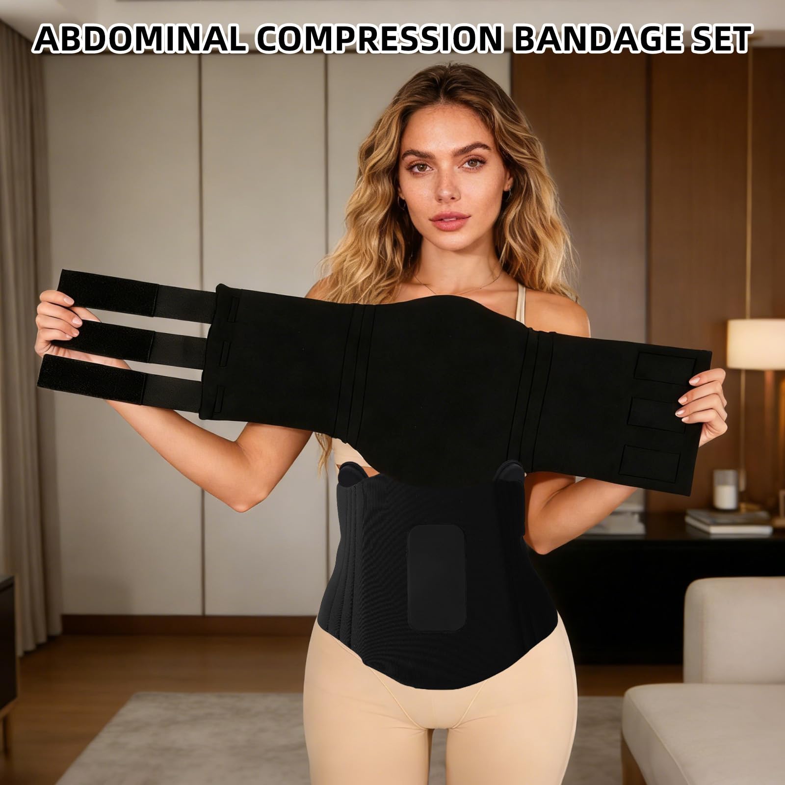 Lyreh 4stk Seitliche 360-Grad-Bauchkompressionsbretter Set, Lipo-Schaum-Taille-Lateralschutz Bauch-Kompressionspad mit Bauch-Lipo-Wickel für Liposuktions-Postoperations-Erholung