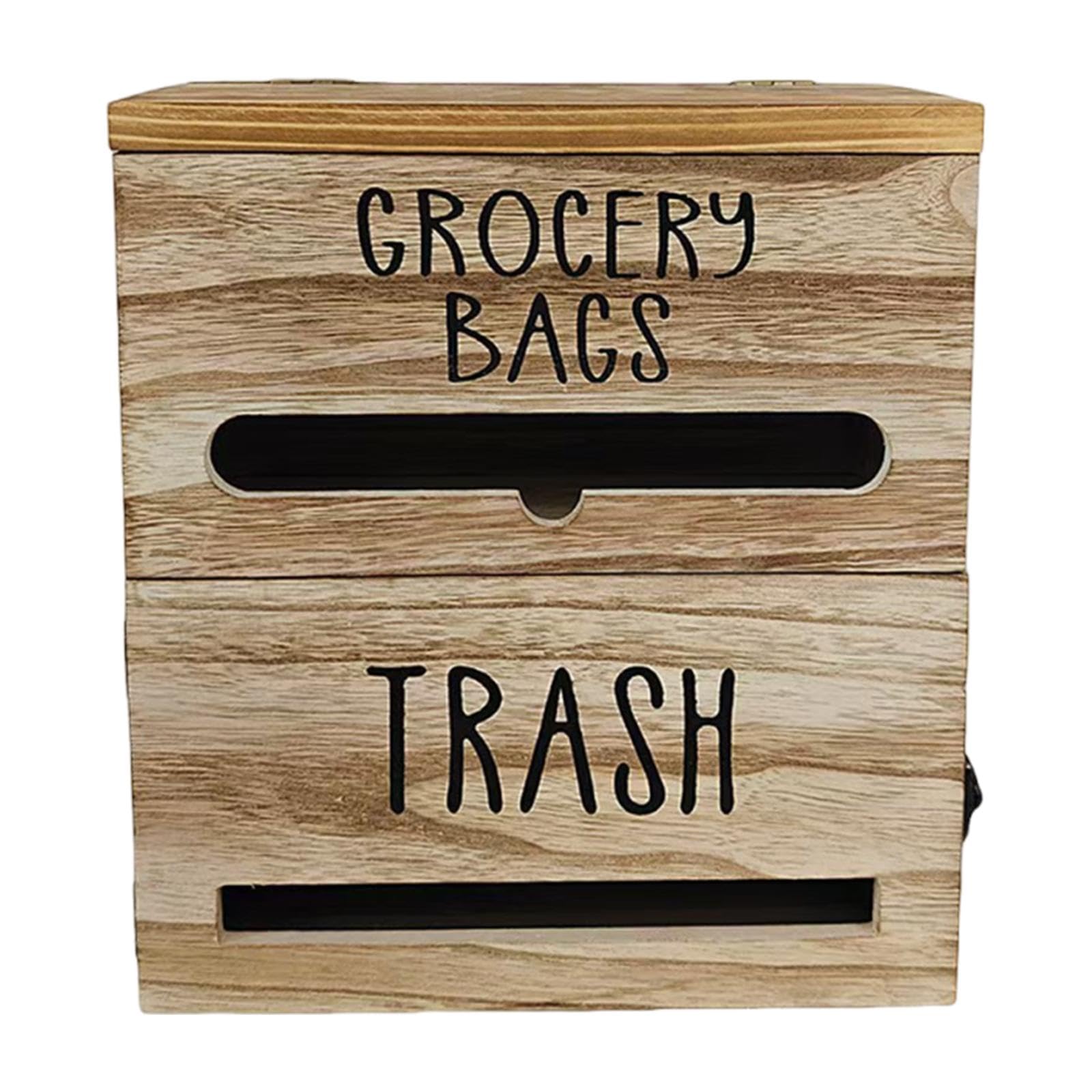 perfk Soporte para Bolsas de Basura de Pared, fácil instalación, de Madera, Organizador para Bolsas de supermercado, Ideal para Oficina, el baño, Marrón Claro