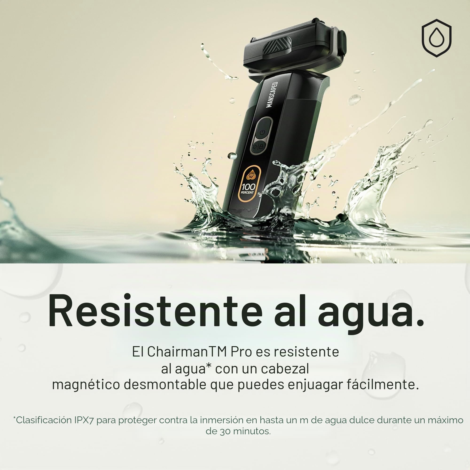 Afeitadora de hoja The Chairman™ PRO de MANSCAPED® - Dos cabezales intercambiables, Cabezal con 4 cuchillas de hoja SkinSafe® y cabezal de recortado, Carga USB-C o inalámbrica, Bloqueo de seguridad